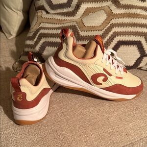 Cream and Red Sneakers